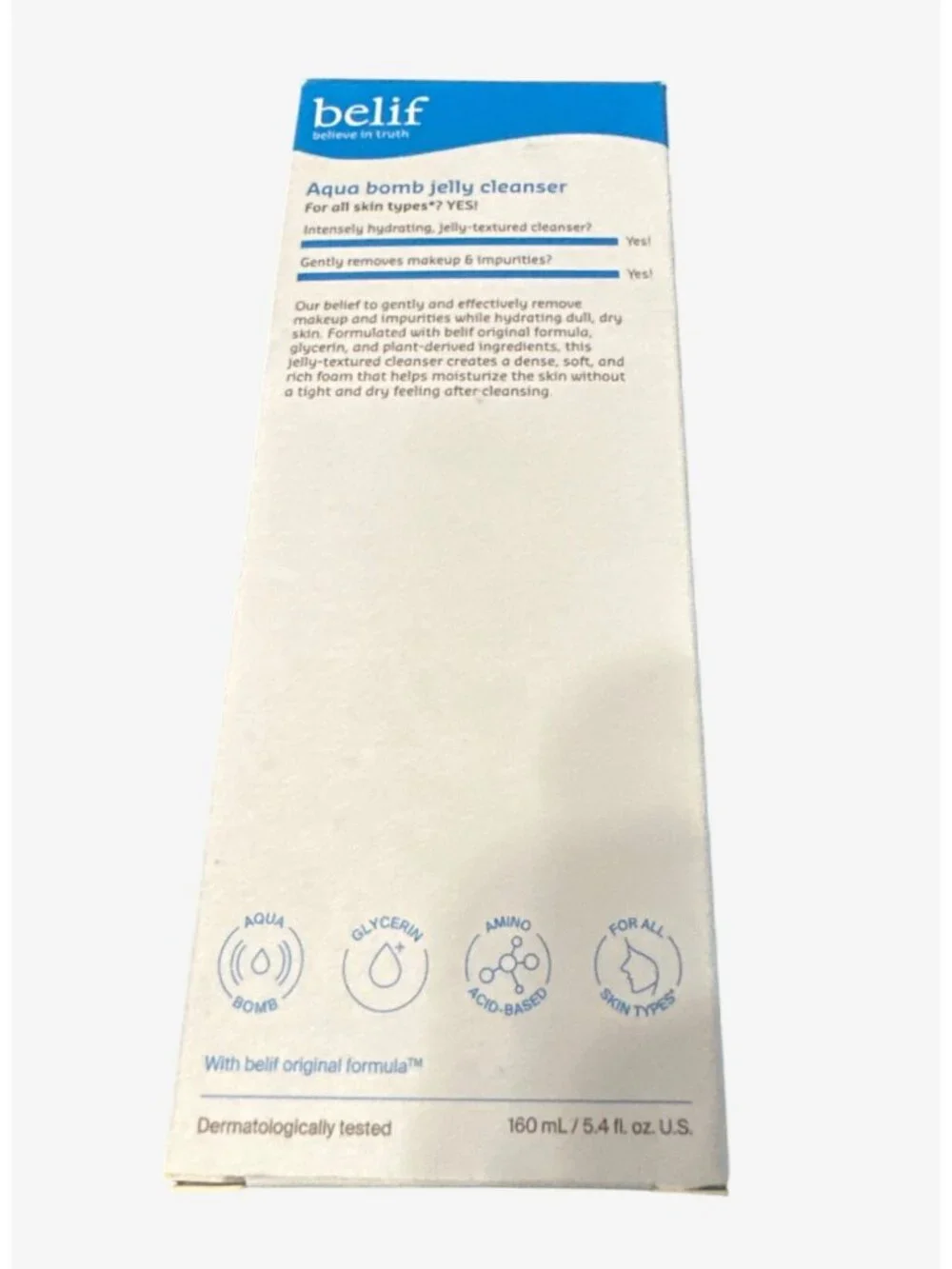 Belif Aqua Bomb Hydrating Jelly Cleanser 5.41 Oz/ 160 ML